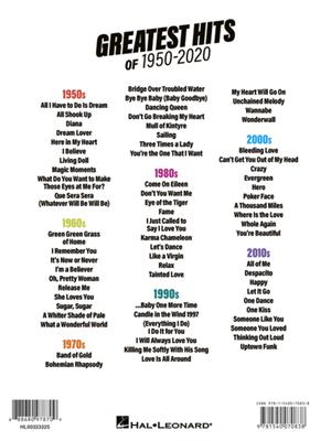 Greatest Hits of 1950-2020: Klavier, Gesang, Gitarre (Songbooks)