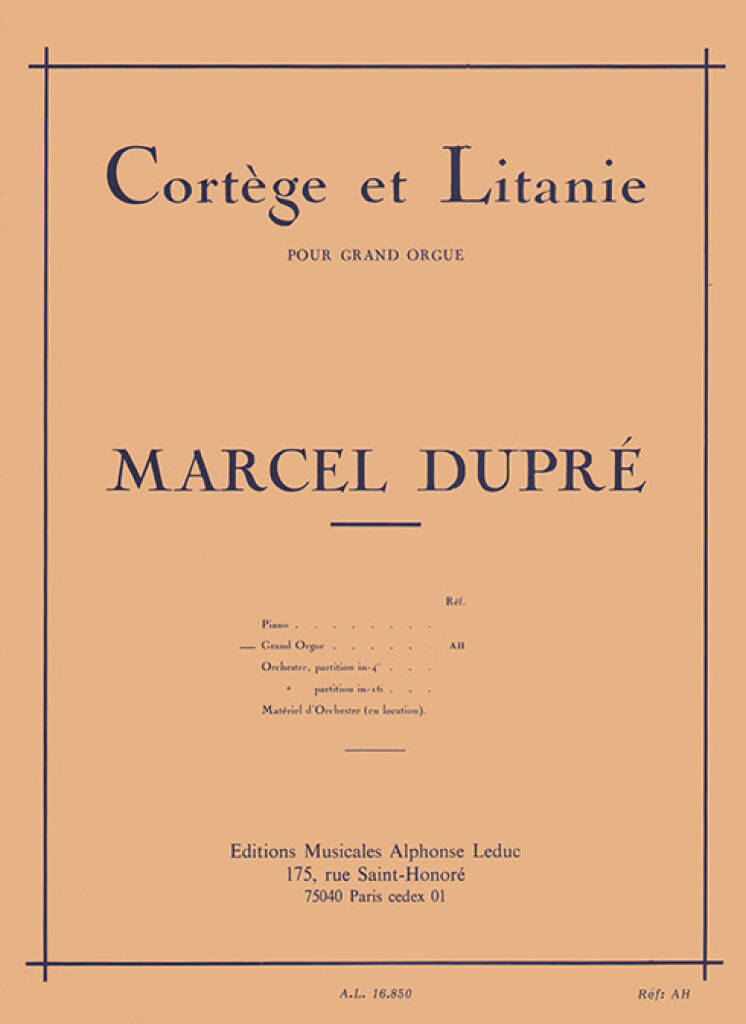 Marcel Dupré: Cortege & Litanie Opus 19/2: Orgel