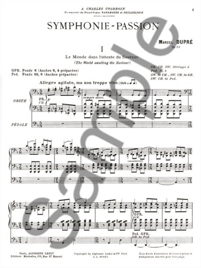 Marcel Dupré: Symphonie-Passion, Op. 23 (Organ): Orgel