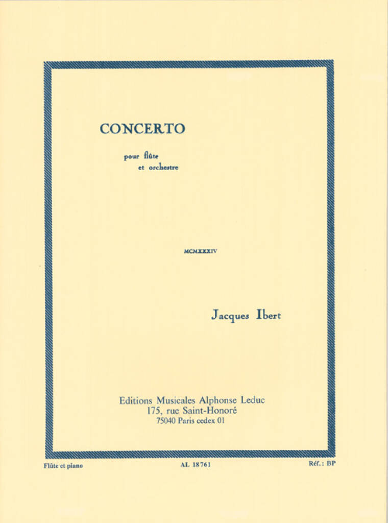 Jacques Ibert: Concerto pour flûte et orchestra: Flöte mit Begleitung