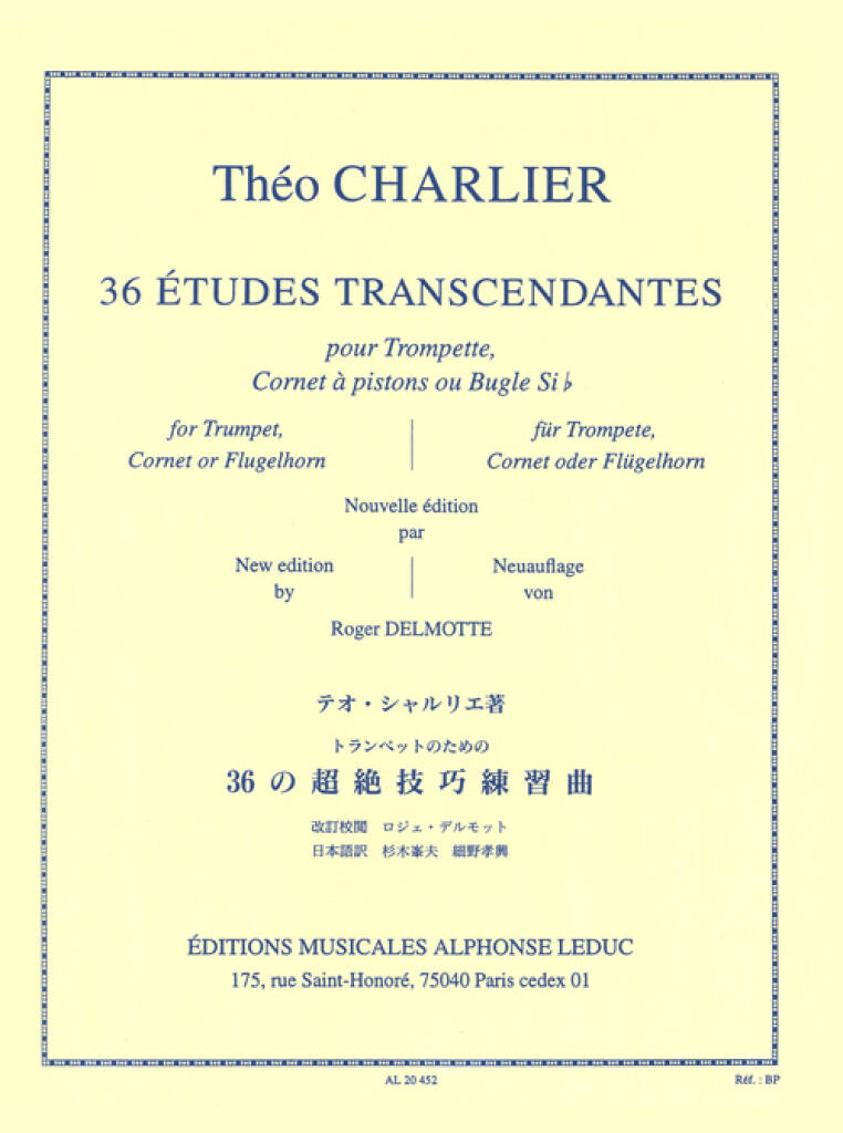 Théo Charlier: 36 Etudes Transcendantes: Trompete Solo