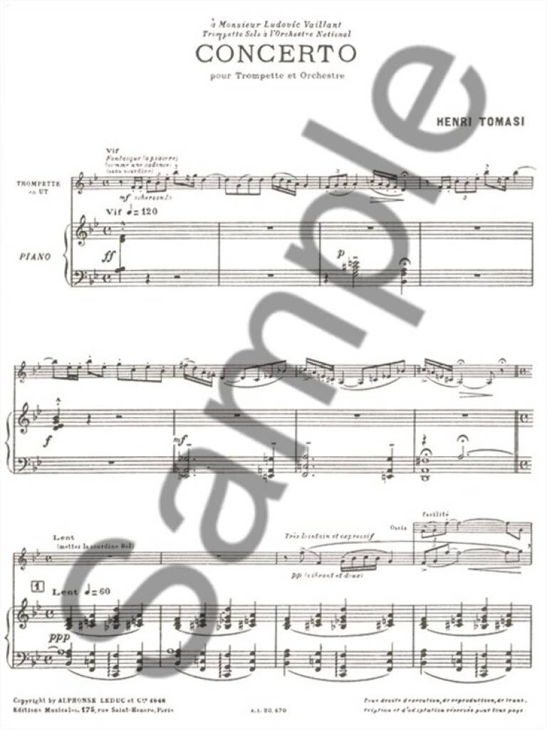 Henri Tomasi: Concerto pour trompette et orchestre: Trompete mit Begleitung
