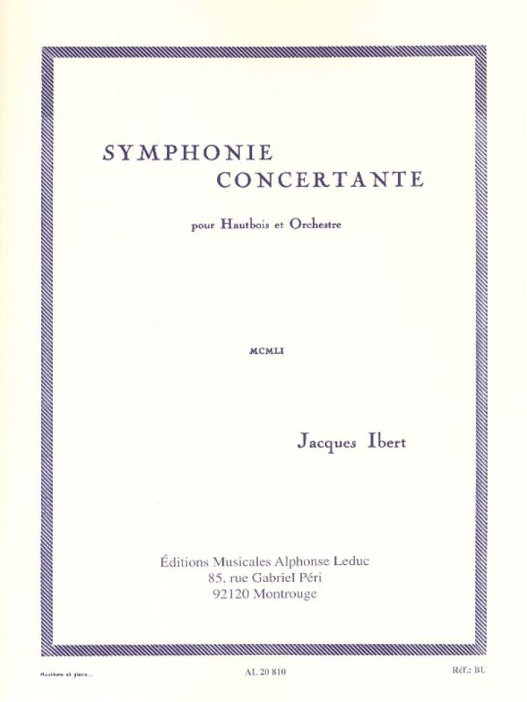 Jacques Ibert: Symphonie Concertante: Oboe mit Begleitung