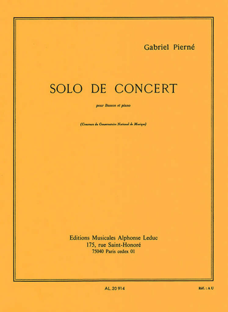 Gabriel Pierné: Solo de concert pour basson et piano: Fagott mit Begleitung