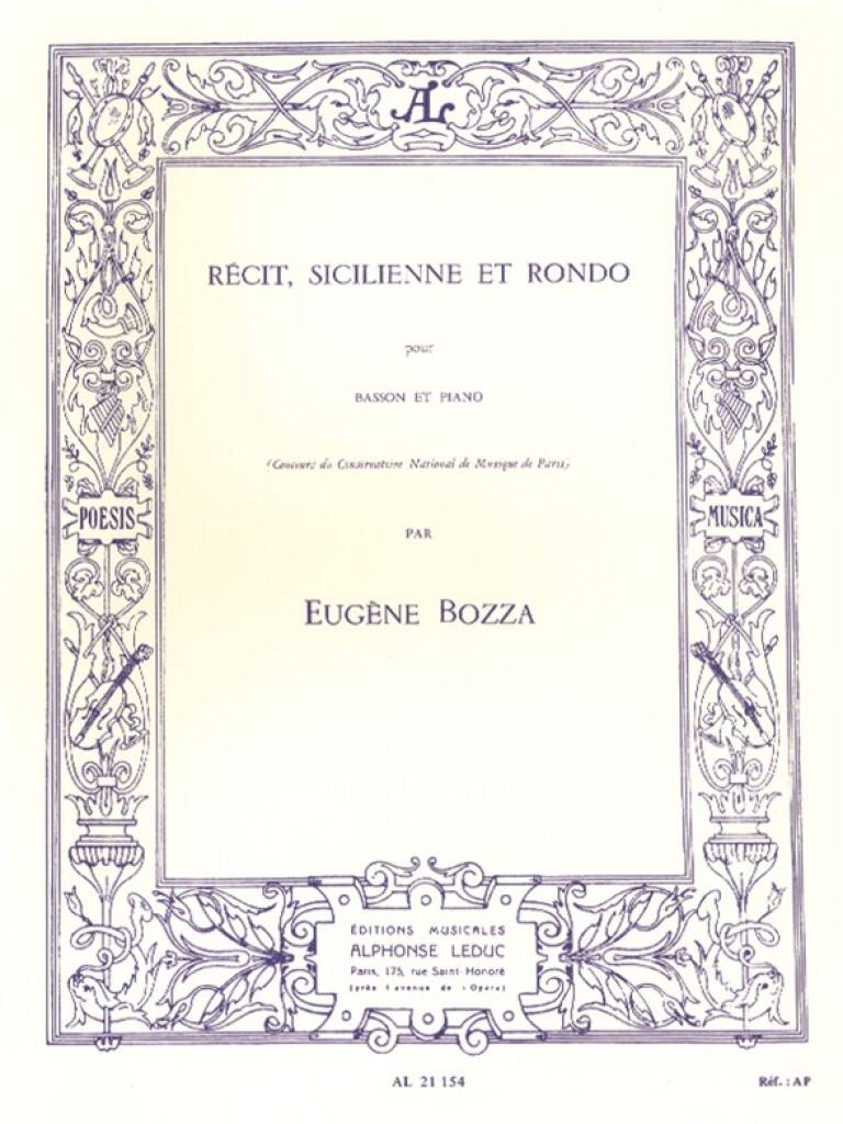 Eugène Bozza: Récit, Sicilienne And Rondo for Bassoon And Piano: Fagott mit Begleitung