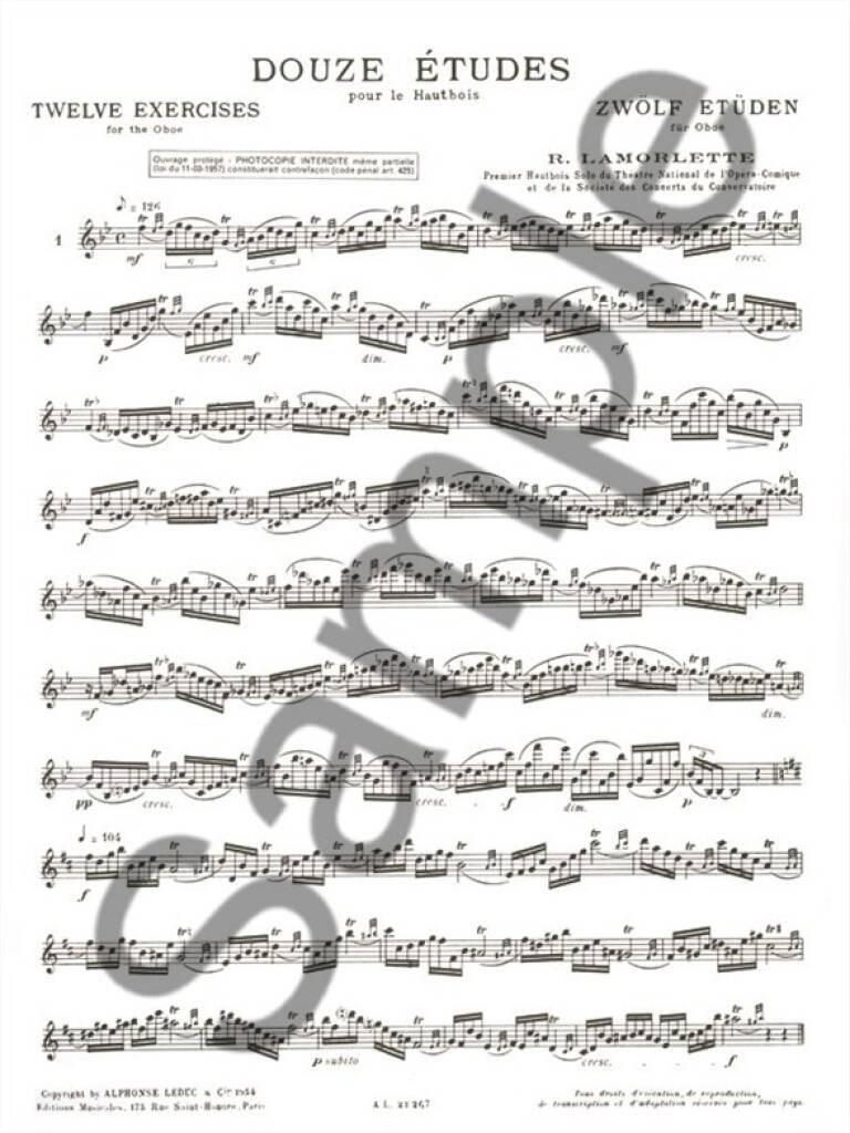 R. Lamorlette: 12 Etudes: Oboe Solo