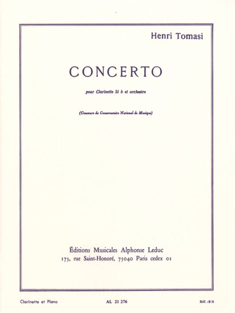 Henri Tomasi: Concerto pour clarinette et orchestre: Klarinette Solo