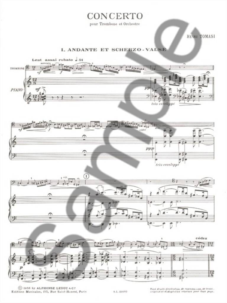 Henri Tomasi: Concerto pour trombone et orchestre: Posaune mit Begleitung