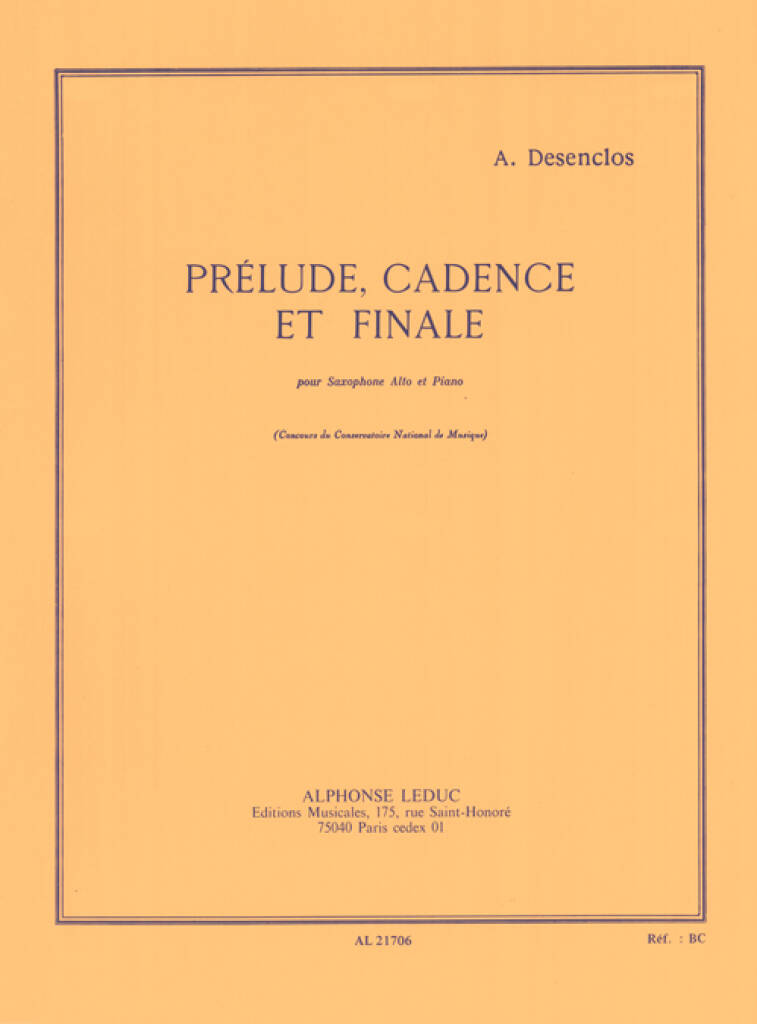 Alfred Desenclos: Prelude Cadence Et Finale: Altsaxophon mit Begleitung