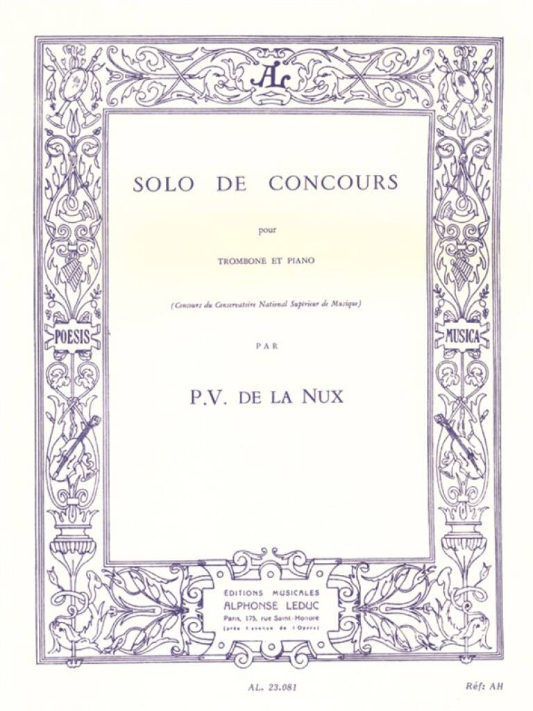 Paul Veronge de la Nux: Solo de Concours pour trombone et piano: Posaune mit Begleitung