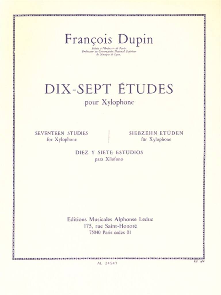 François Dupin: 17 Études pour Xylophone: Xylophon