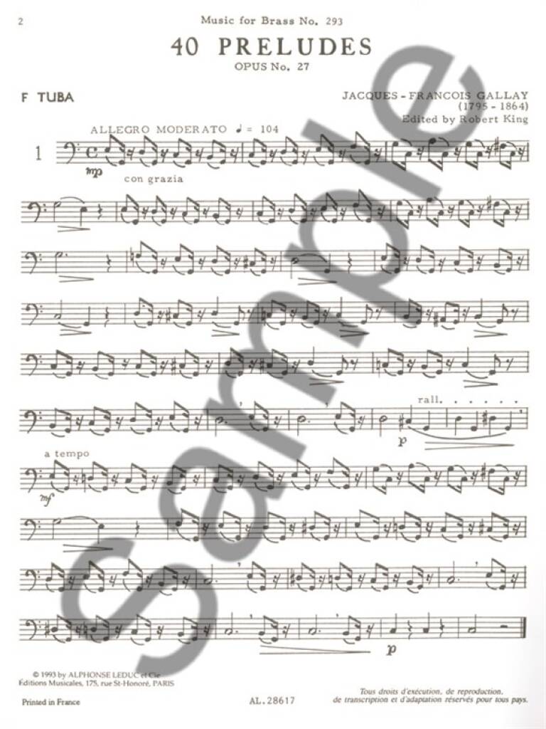 Jacques-François Gallay: Jacques François Gallay: 40 Preludes Op.27: Tuba Solo