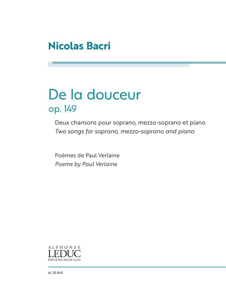 Nicolas Bacri: De la douceur: Gesang mit Klavier