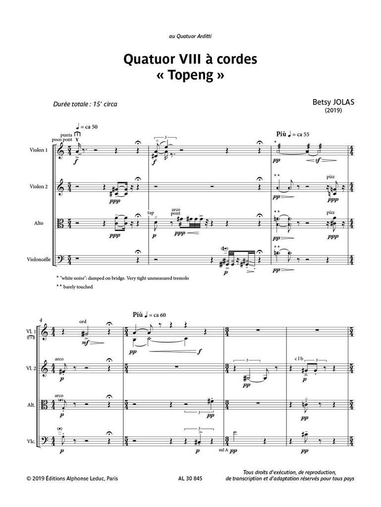 Betsy Jolas: Quatuor VIII "Topeng" for string quartet: Streichquartett