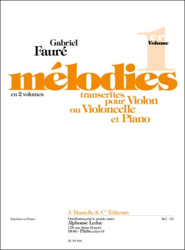 Gabriel Fauré: Mélodies Vol.1: Violine mit Begleitung