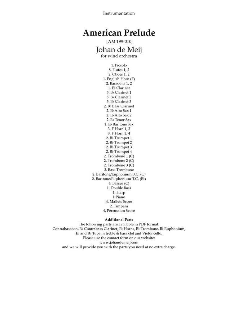 Johan de Meij: American Prelude: Blasorchester