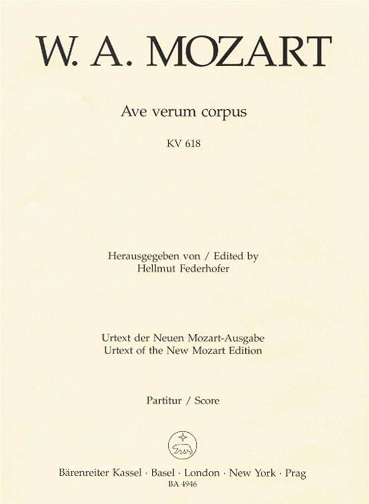 Wolfgang Amadeus Mozart: Ave verum corpus K.618: Gemischter Chor mit Begleitung