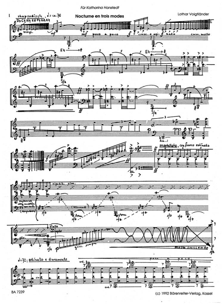 Lothar Voigtländer: Nocturne en trois modes: Harfe Solo