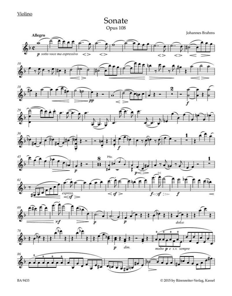 Sonata in D minor for Violin and Piano op. 108: Violine mit Begleitung