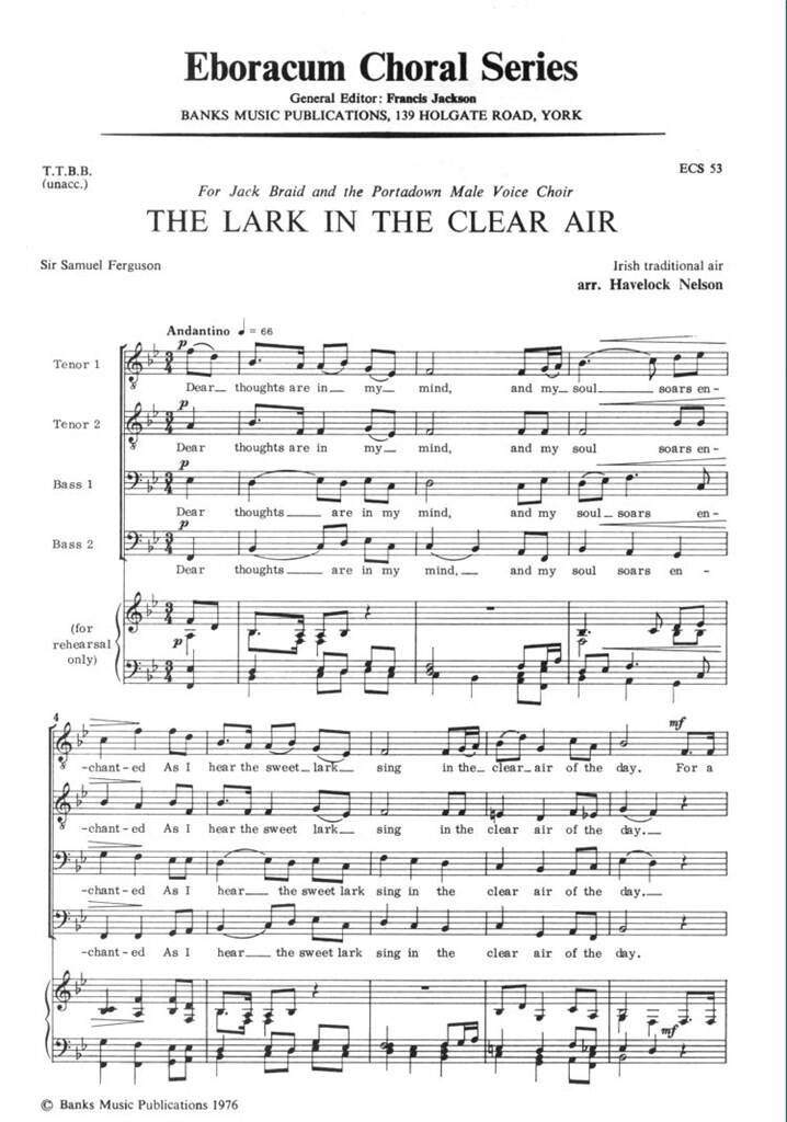 The Lark In The Clear Air: (Arr. Havelock Nelson): Männerchor mit Begleitung