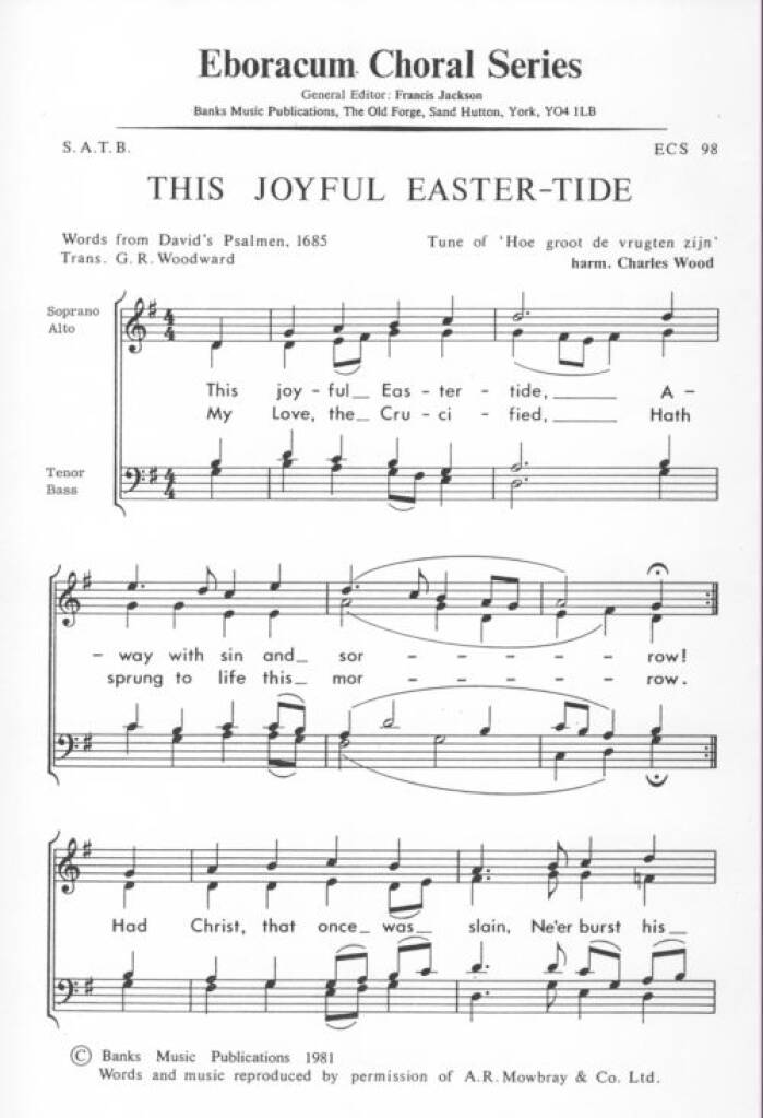 This Joyful Easter-Tide: (Arr. Charles Wood): Gemischter Chor mit Begleitung