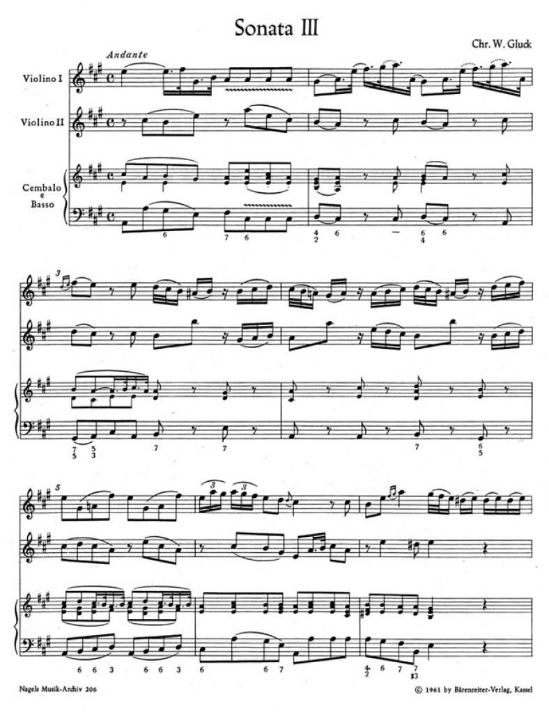 Christoph Willibald Gluck: Triosonaten(8) 2 A Bes: Violin Duett