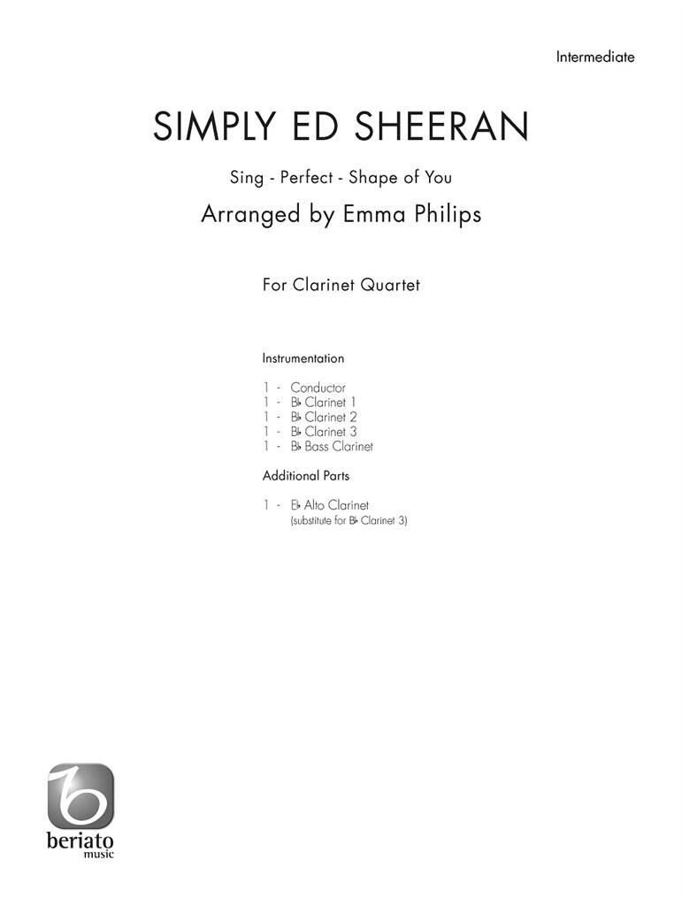 Ed Sheeran: Simply Ed Sheeran: (Arr. Emma Philips): Klarinette Ensemble