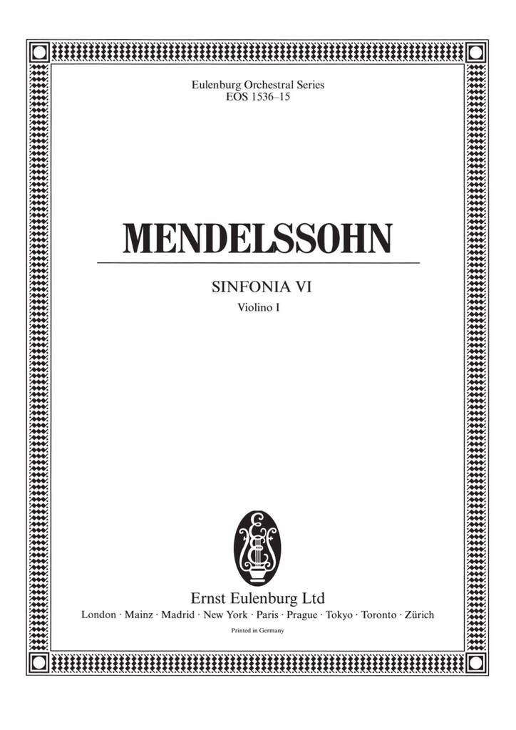 Felix Mendelssohn Bartholdy: Sinfonia VI: Streichorchester