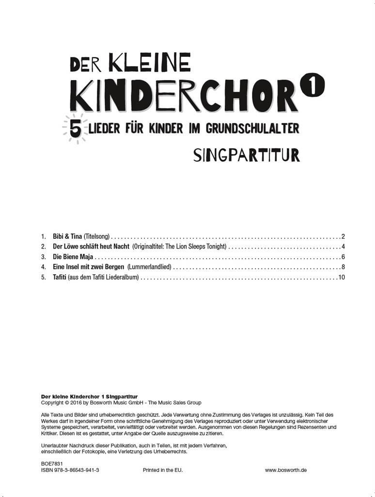 Der Kleine Kinderchor Band 1: Kinderchor