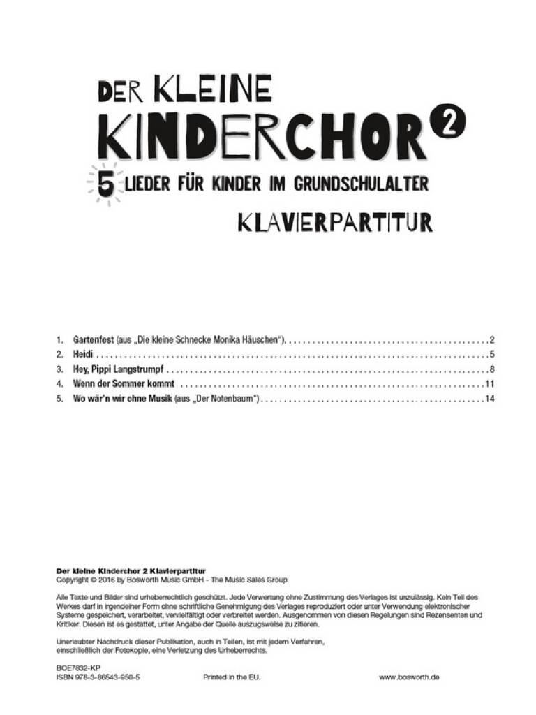 Der Kleine Kinderchor Band 2: Kinderchor