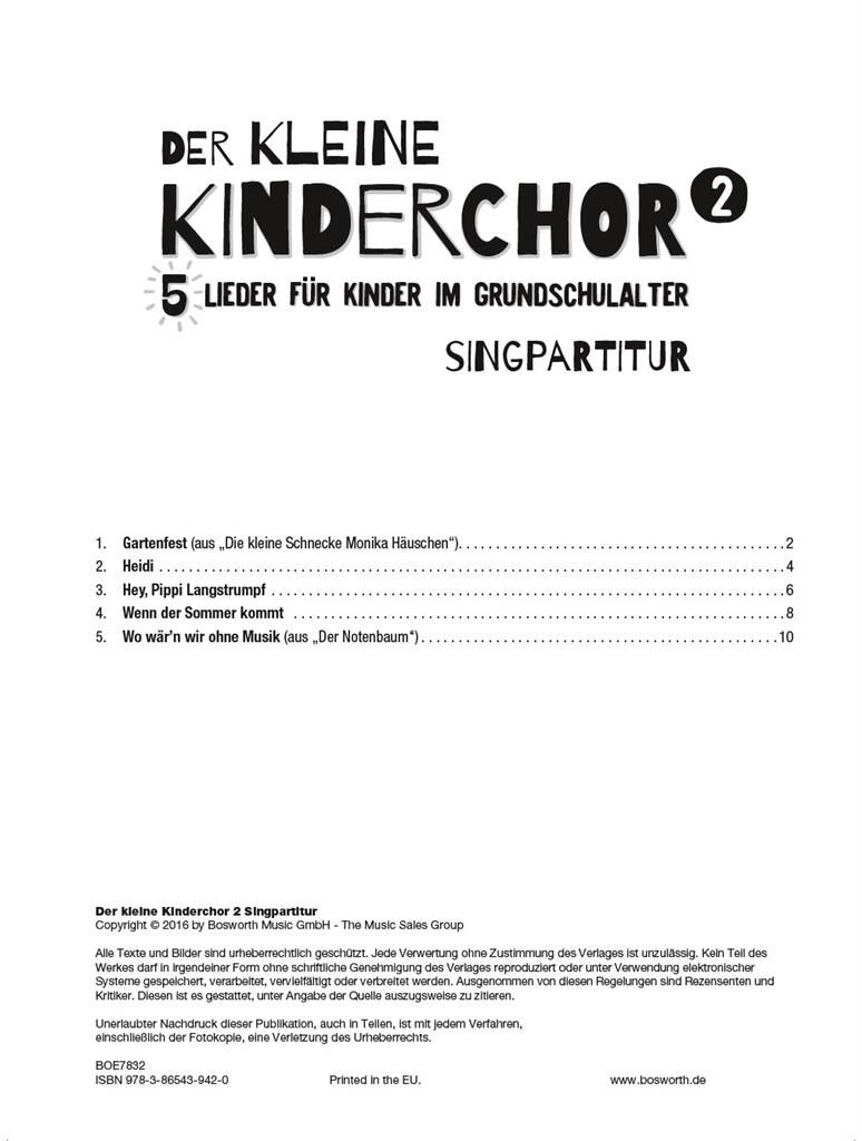 Der Kleine Kinderchor Band 2: Kinderchor