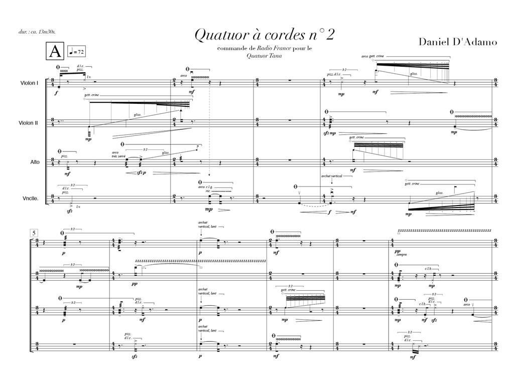 Daniel D'Adamo: Quatuor n°2: Streichquartett