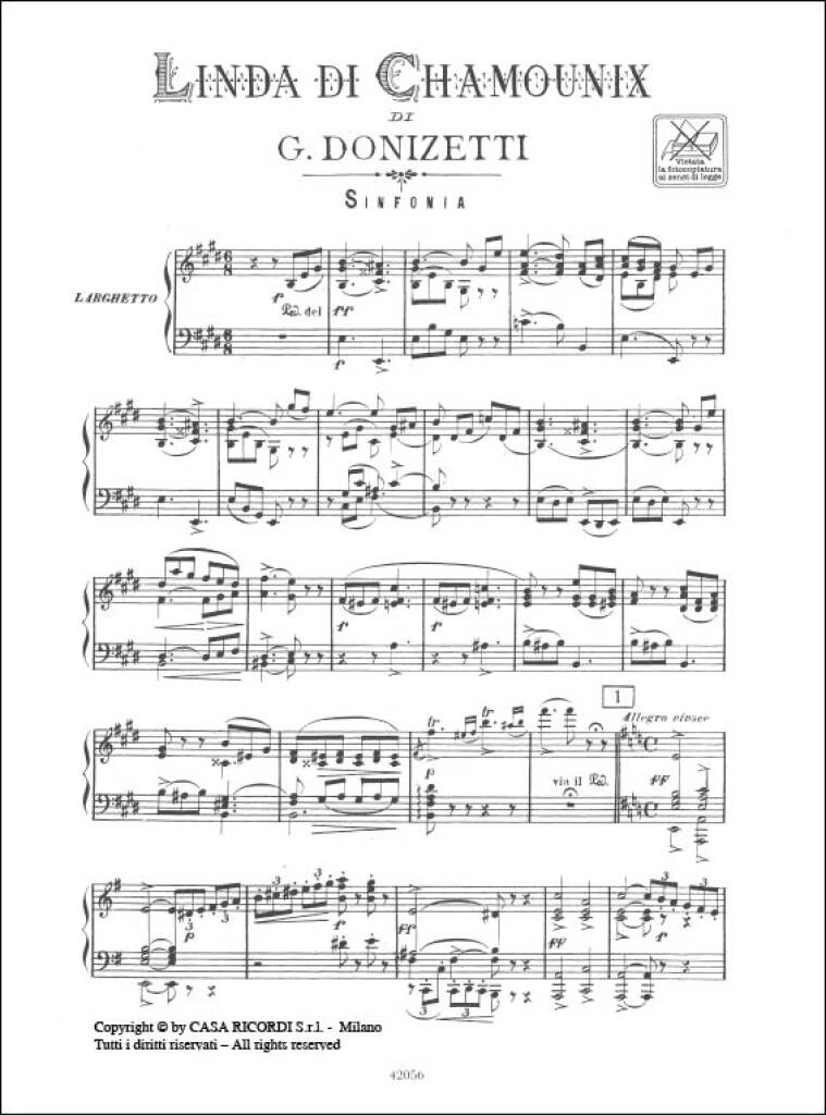 Gaetano Donizetti: Linda di Chamounix: Opern Klavierauszug