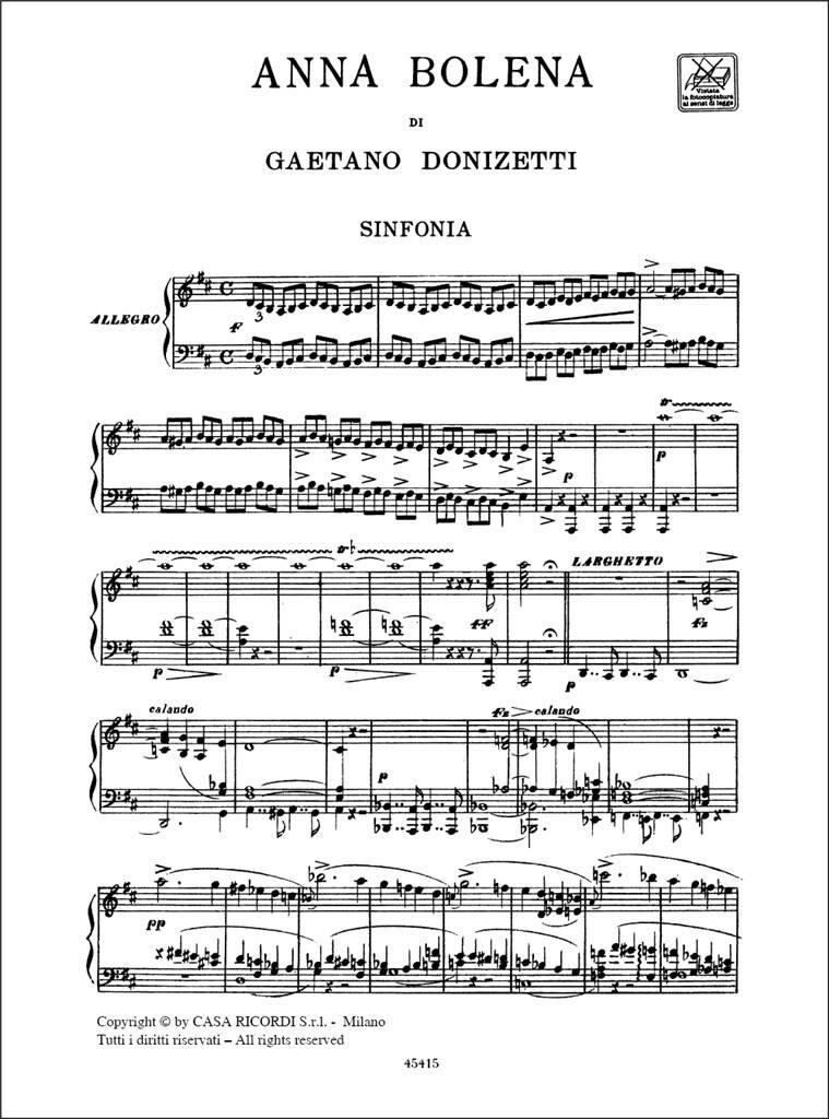 Gaetano Donizetti: Anna Bolena: Opern Klavierauszug