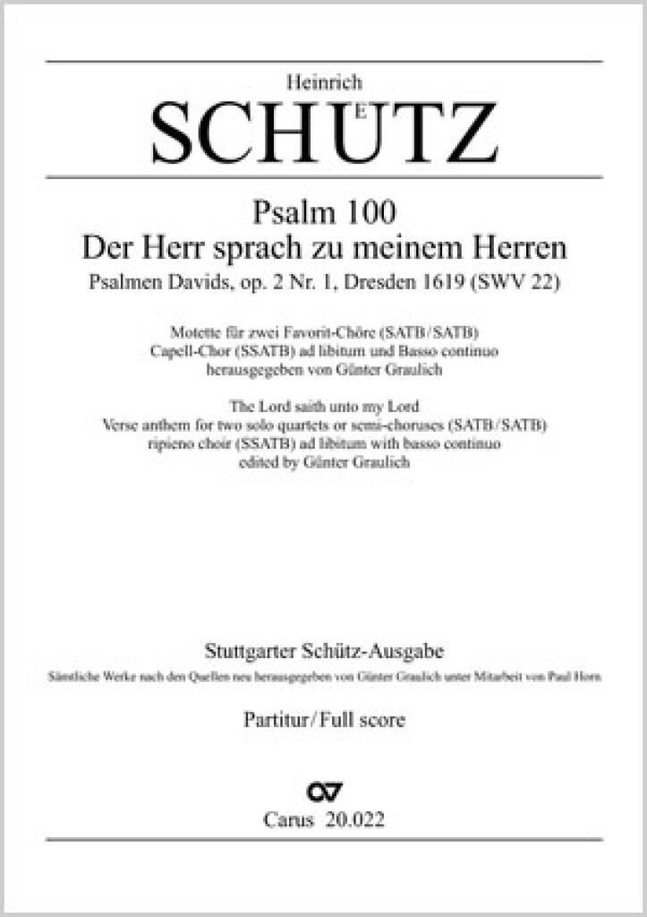 Heinrich Schütz: Der Herr sprach zu meinem Herren: (Arr. Paul Horn): Gemischter Chor mit Klavier/Orgel