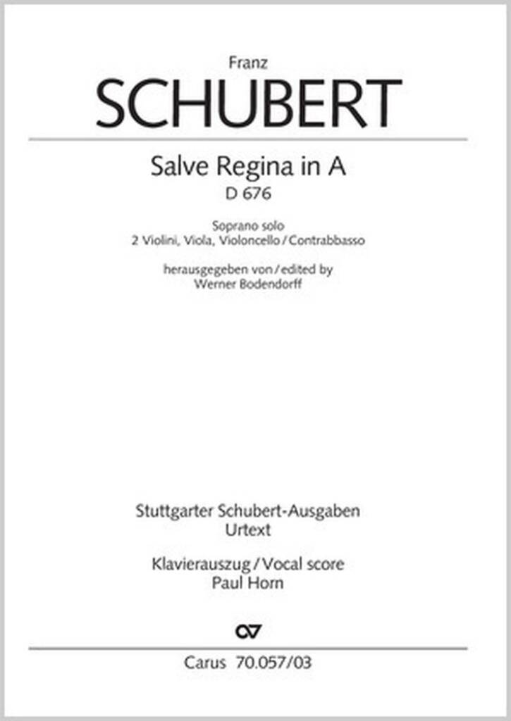 Franz Schubert: Salve Regina in A: Kammerensemble