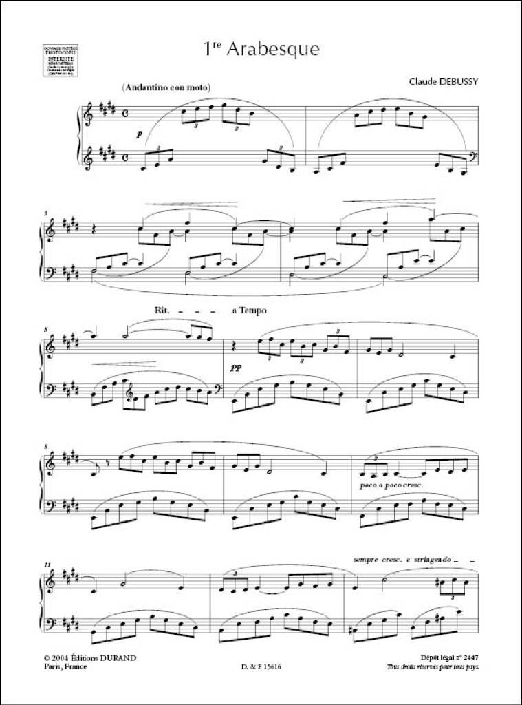 Claude Debussy: Première Arabesque: Klavier Solo
