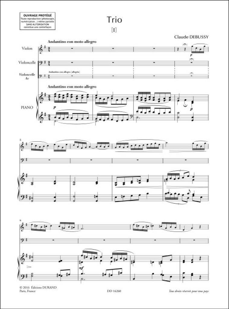 Claude Debussy: Trio Pour Piano, Violon Et Violoncelle: Klaviertrio