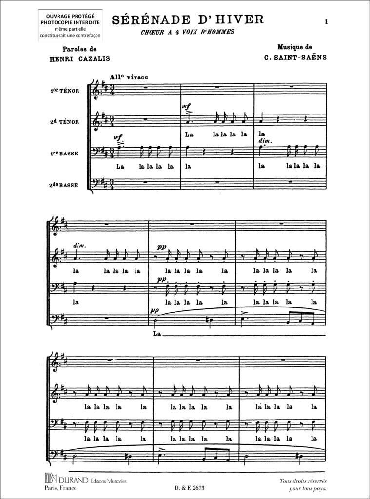 Camille Saint-Saëns: Sérénade d'Hiver: Männerchor A cappella