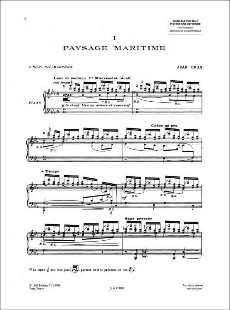 Jean Cras: Paysages Piano: Klavier Solo