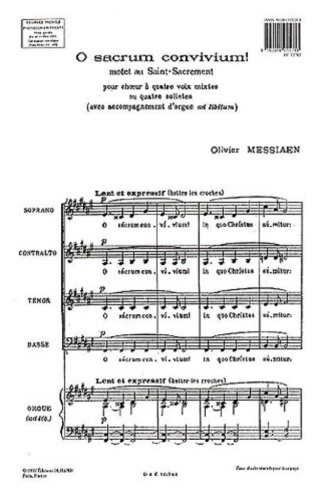 Olivier Messiaen: O Sacrum Convivium!: Gemischter Chor mit Klavier/Orgel