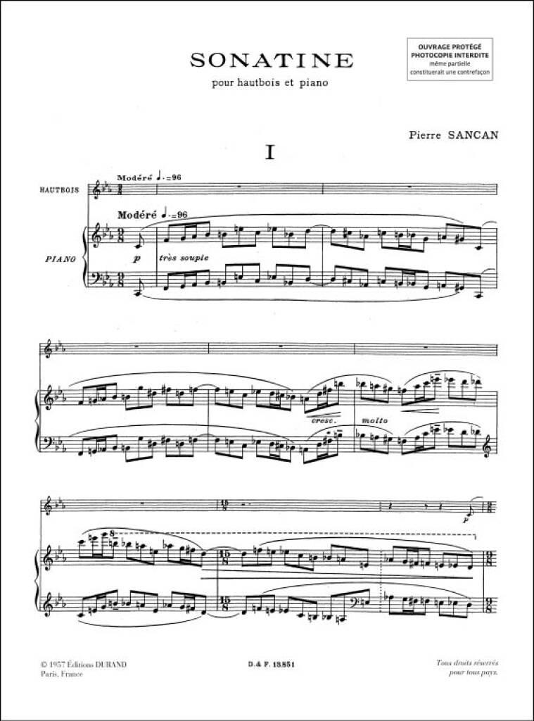 Pierre Sancan: Sonatine: Oboe mit Begleitung