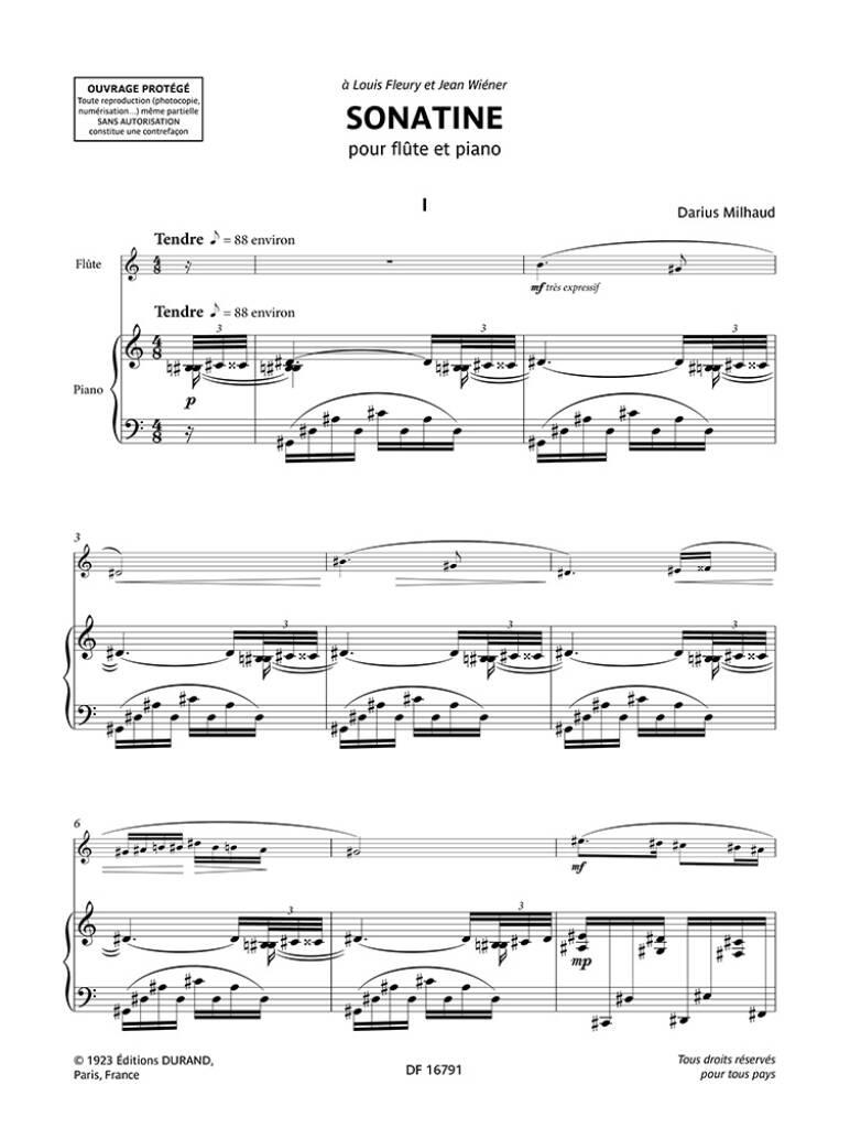 Darius Milhaud: Sonatine Opus 76: Flöte mit Begleitung