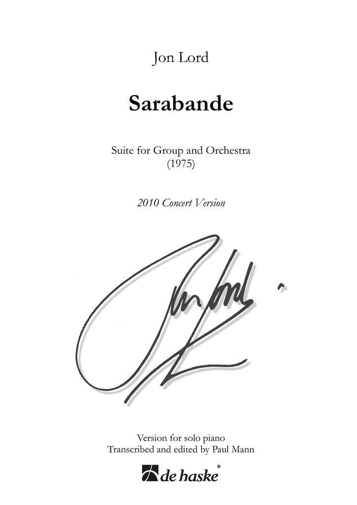 Jon Lord: Sarabande: Klavier Solo