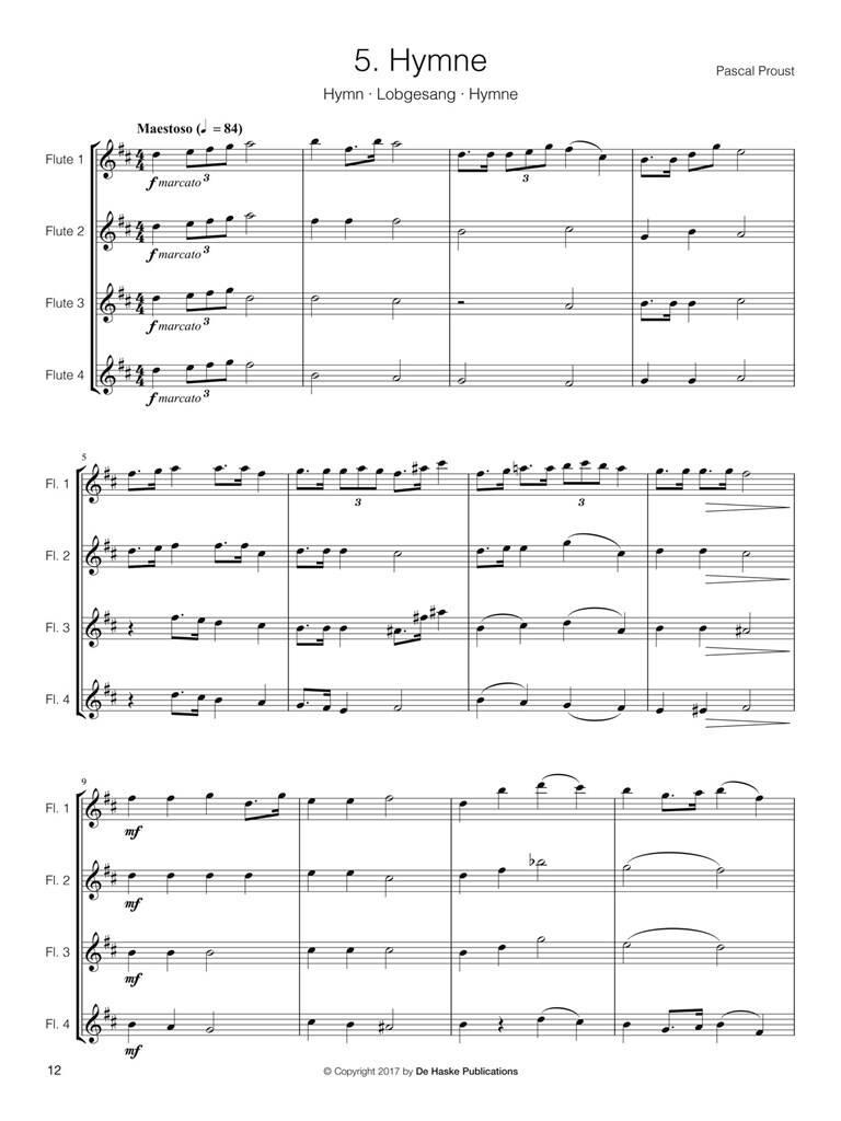 Pascal Proust: 14 Intermediate Flute Quartets: Flöte Ensemble