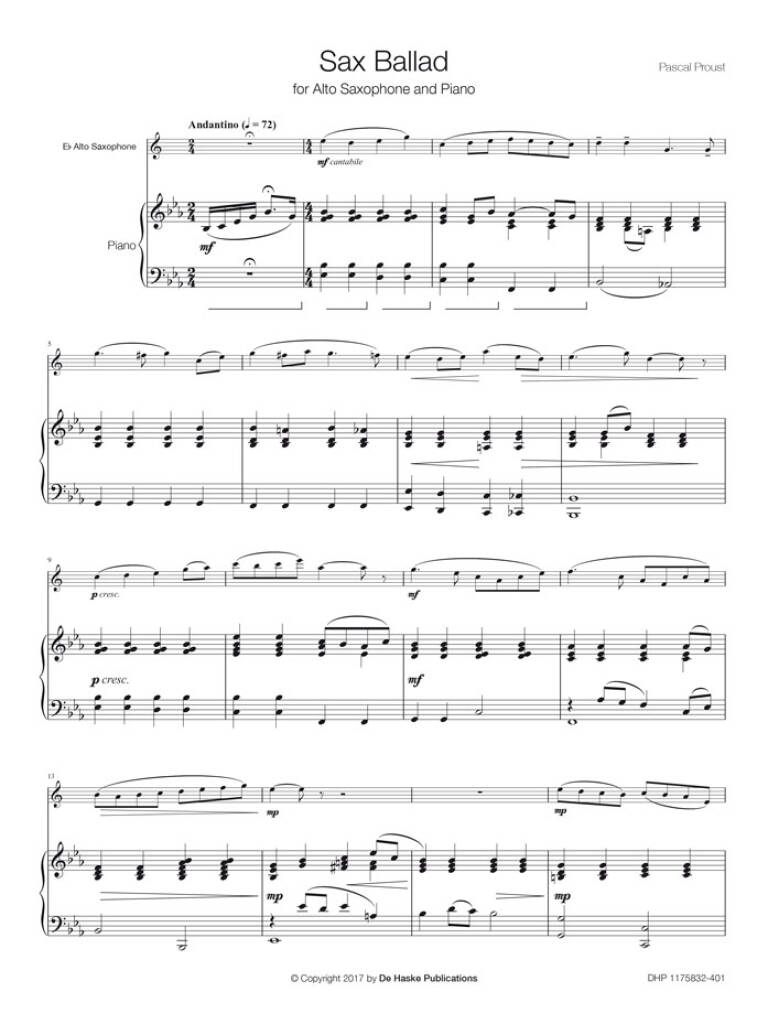 Pascal Proust: Sax Ballad: Altsaxophon mit Begleitung