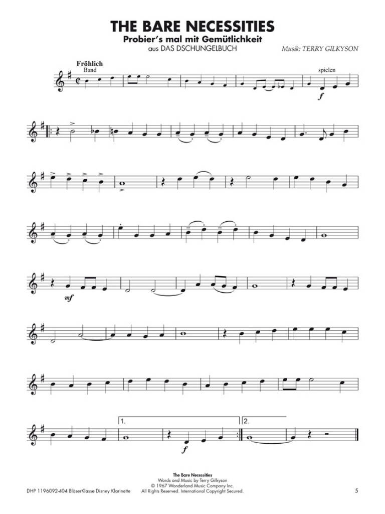 BläserKlasse Disney - Klarinette in B: Klarinette Solo