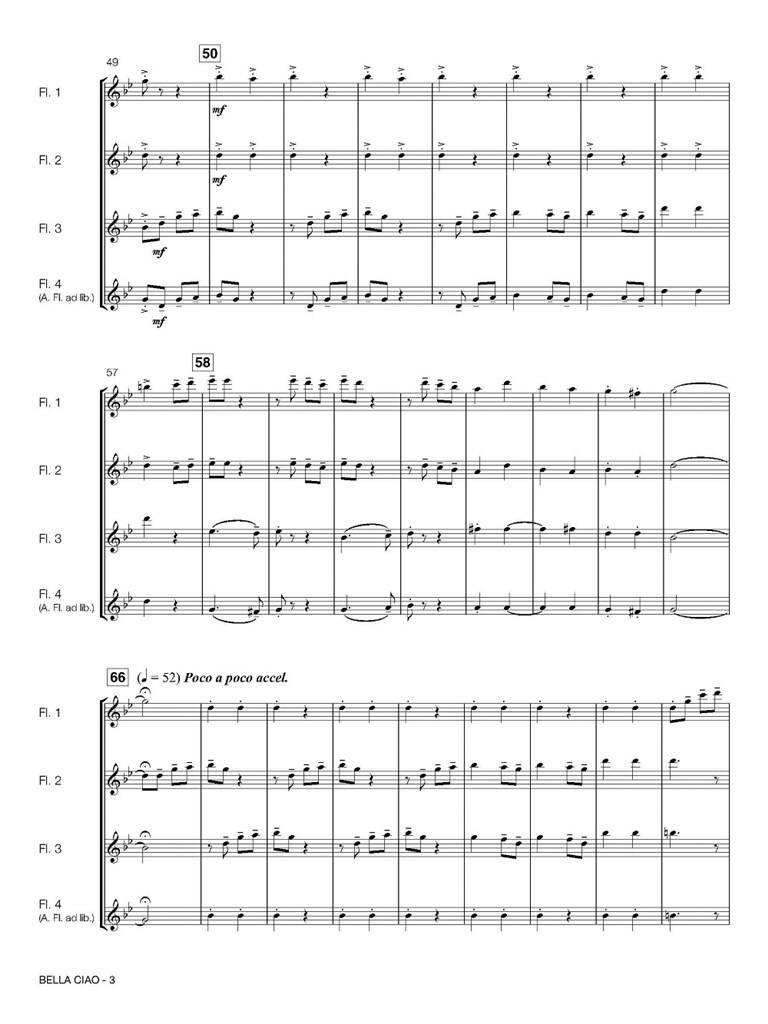 Bella Ciao: (Arr. Bert van Haagen): Flöte Ensemble