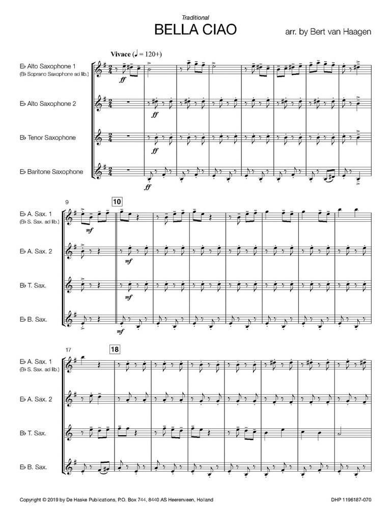 Bella Ciao: (Arr. Bert van Haagen): Saxophon Ensemble