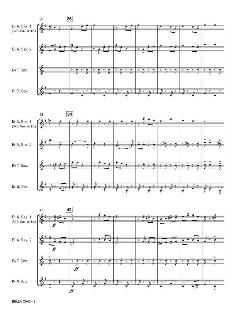 Bella Ciao: (Arr. Bert van Haagen): Saxophon Ensemble
